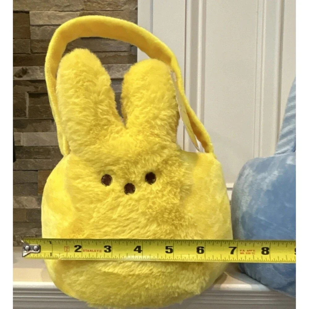 Peeps Plush Bunny Baskets Yellow Blue Set 10x8 in Easter/Candy Themed
